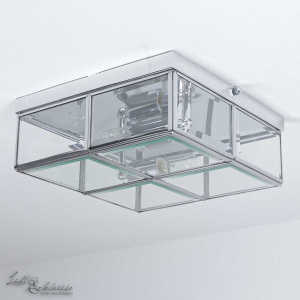 Eckige Deckenleuchte mit Glasabdeckung