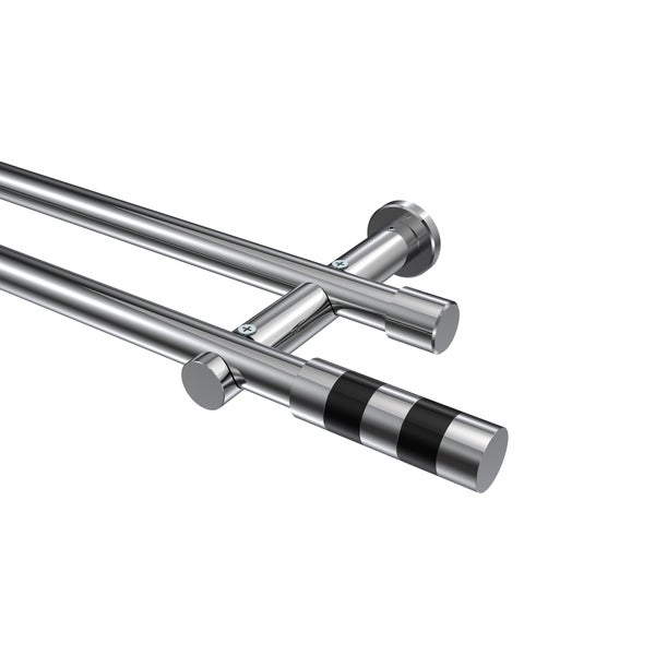 Doppelgardinenstange aus Metall mit Endstücken