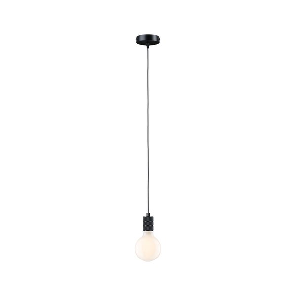Hängeleuchte mit einer Lichtquelle, minimalistisches Design mit schwarzer Fassung und Textilkabel.