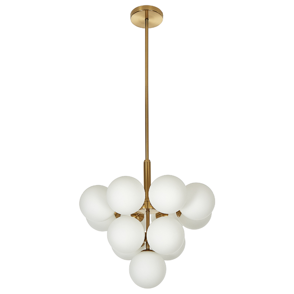 Pendelleuchte mit kugelförmigen Lampenschirmen für eine gleichmäßige Lichtverteilung