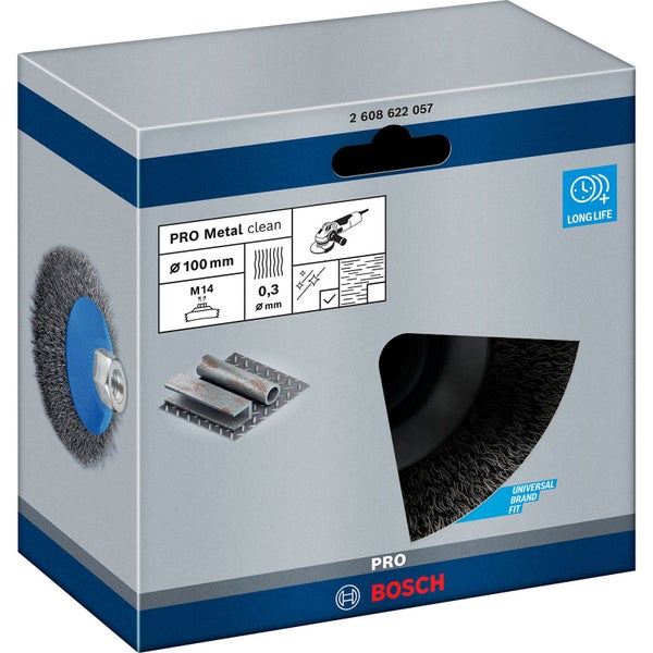 Bosch PRO Metal clean Kegelbürste 100 x 0,30 mm Gewinde - 2608622057
