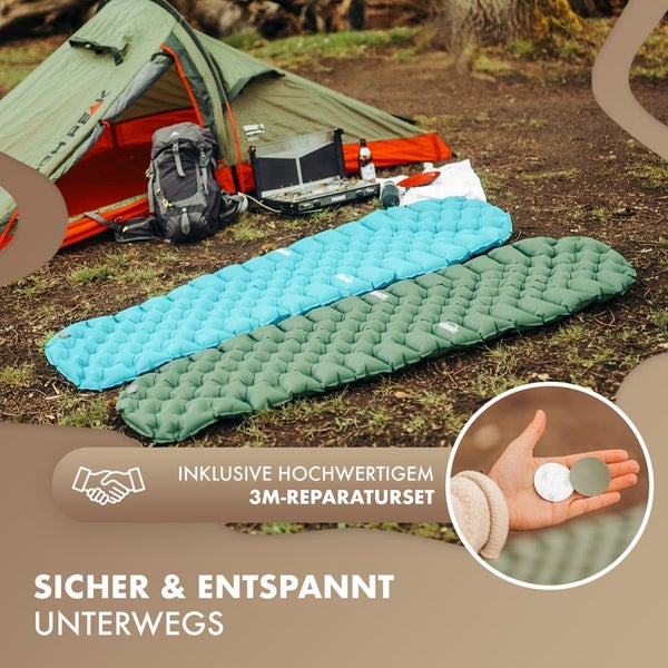 Naturbummler ® Camping Isomatte Outdoor 195 x 56 cm [Co2-Neutral] inkl. Tragetasche – in Sekunden aufgepumpt – Isomatte Camping Luftmatratze Camping Isomatte