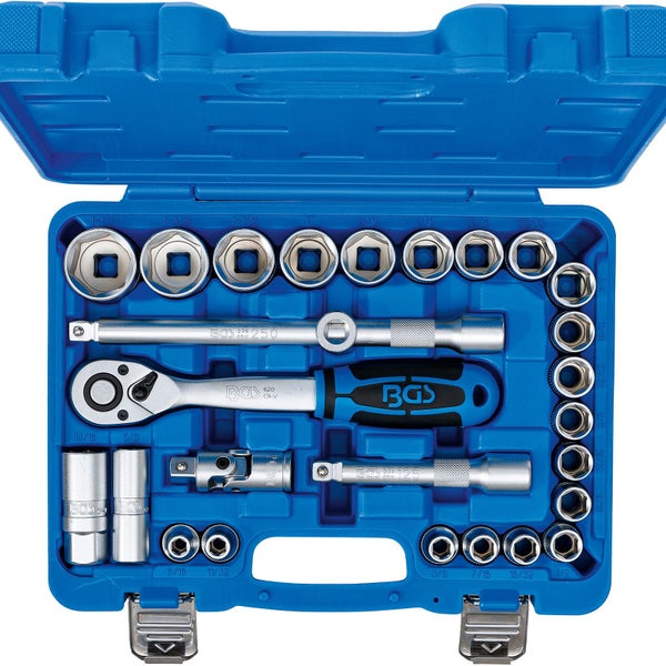Steckschlüsselsatz von BGS im blauen Koffer mit verschiedenen Größen