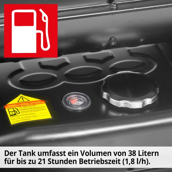 Kraftstofftank mit Tankdeckel, Füllstandsanzeige und Kraftstoffsymbol