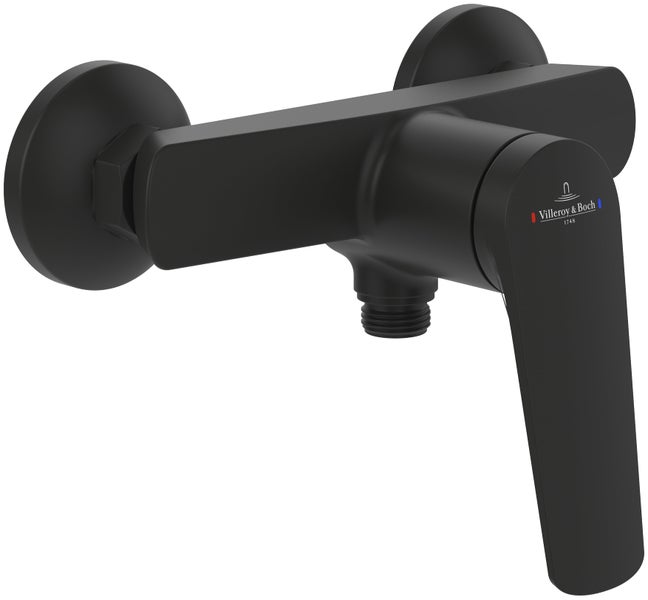 Villeroy & Boch Oasis Duscharmatur, Mischbatterie Dusche mit Rückflussschutz und Keramikkartusche, Einhebel-Duscharmatur für Aufputz Montage, rund, Matt Black