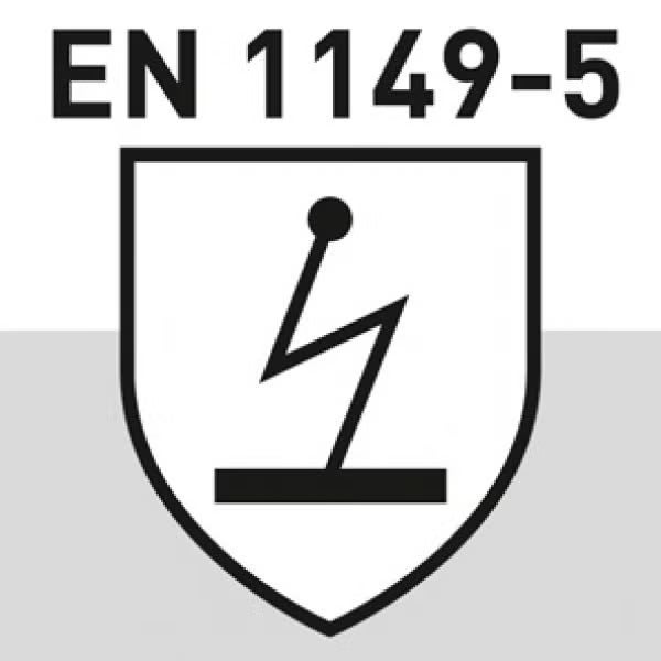 Symbol für Schutzkleidung mit elektrostatischen Eigenschaften nach Europäischer Norm EN 1149-5.