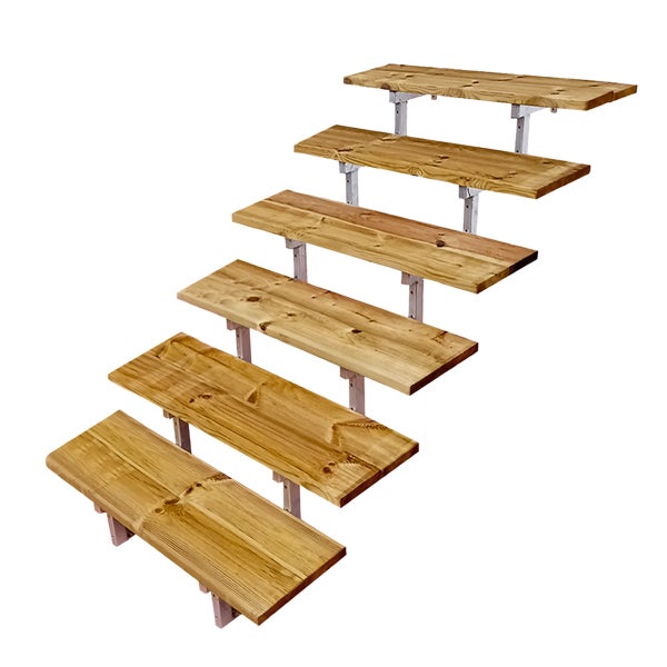 OSLO - Stahltreppe Außen H105cm 6 Treppenstufen Holz KDI Breite 100cm