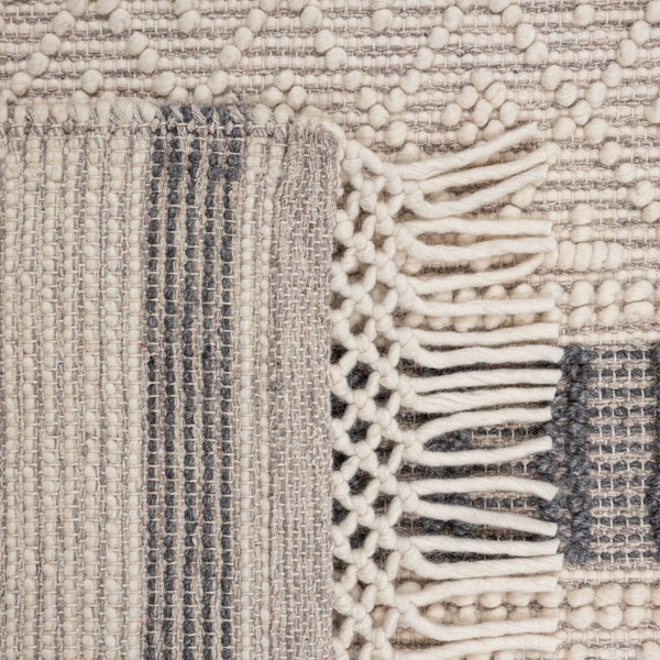 Handgewebter moderner Wollteppich im Macrame Style Beige 70x140 cm