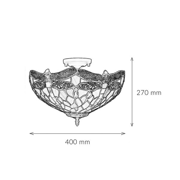 Skizze einer Deckenleuchte mit den Maßen 400 mm Breite und 270 mm Höhe.