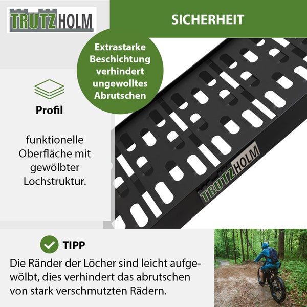 TRUTZHOLM 2 x Auffahrrampe klappbar 228 cm Traglast 680 kg Alu schwarz gelocht Rampen Motorradrampe