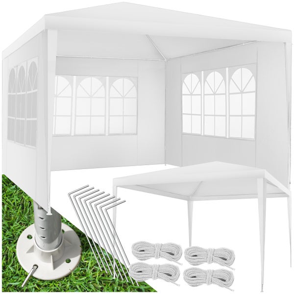 Pavillon tectake Baraban inklusive Spannseile und Heringe 3 x 3 m weiß