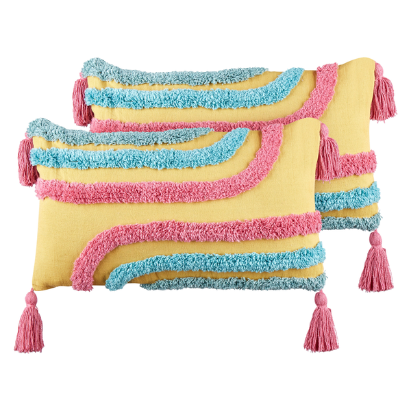 Dekokissen 2er Set DOLICHOS Baumwolle 30 x 50 cm Bunt