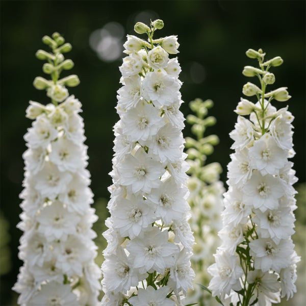 Weißer Rittersporn Delphinium mit hohen Blütenständen