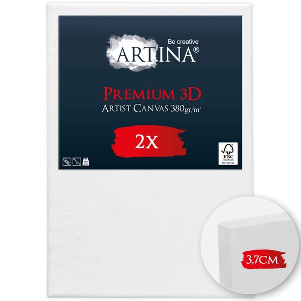 Artina Premium 3D Künstlerleinwand, 380 Gramm pro Quadratmeter, Doppelpack