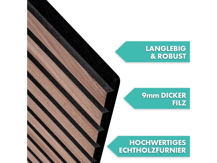 FLOORDIREKT Akustikpaneel - für Angenehme Raumakustik - in Holzoptik - 118 x 60 cm - Black Walnut