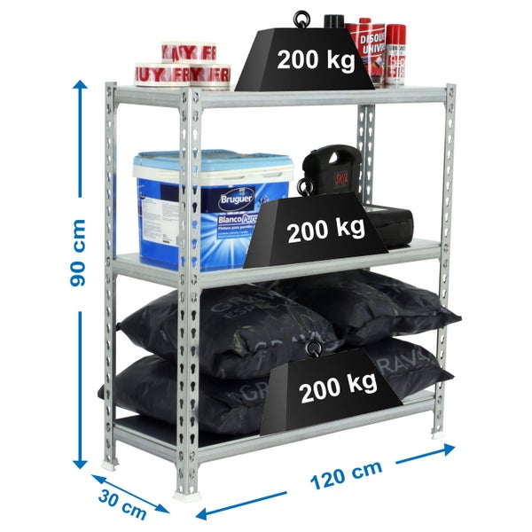 PROREGAL Schwerlastregal Baby Metal Shark HxBxT 90 x 120 x 30 cm Fachlast 200 kg Verzinkt