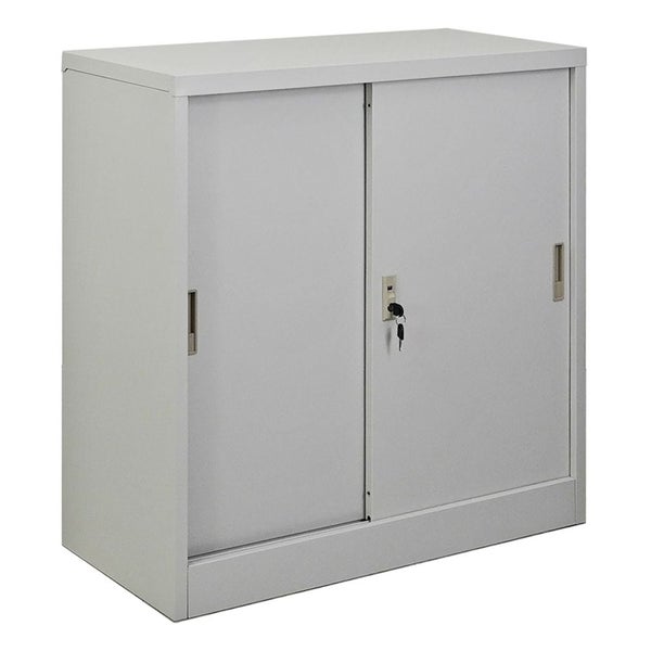 PROREGAL Mega Deal 5x Aktenschrank ELEPHANT mit Abschließbaren Schiebetüren HxBxT 90 x 90 x 40 cm 2 Fachböden Lichtgrau