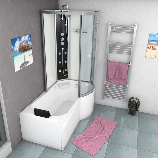 Wanne Dusche Kombination Weiß K50-L02 170x100