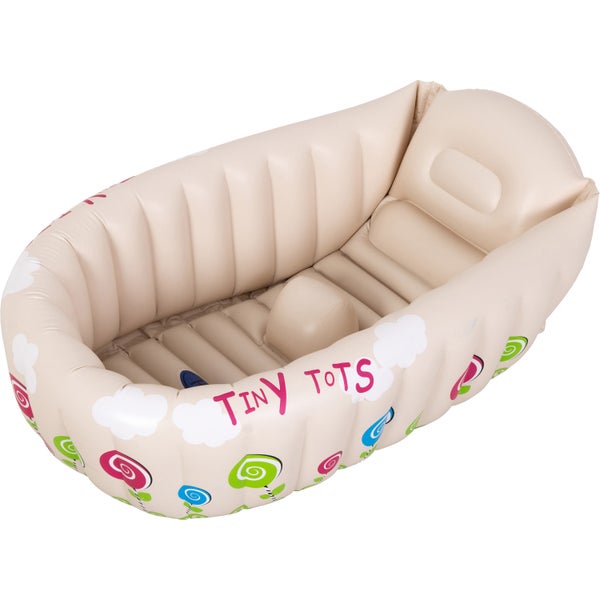 Aufblasbare Babybadewanne mit Stütze und Aufschrift Tiny Tots für Kleinkinder