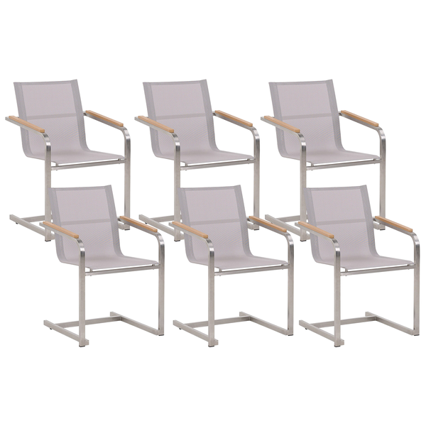 Gartenstuhl 6er Set COSOLETO Edelstahl Beige