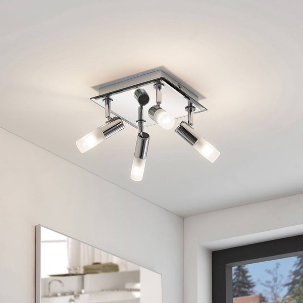 Lindby Deckenlampe Zela (spritzwassergeschützt (Modern) in Chrom aus Metall (4 flammig, G9) - Bad Deckenleuchte Lampe Licht nach oben & unten Badezimmerleuchte