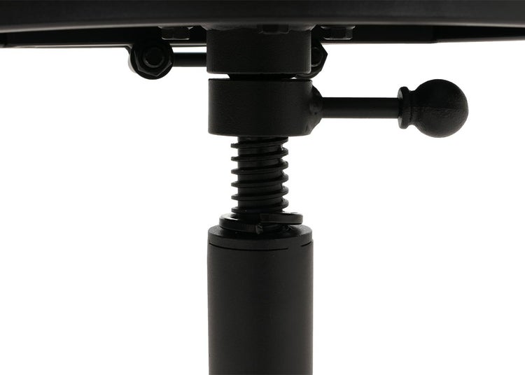 Detailaufnahme des höhenverstellbaren Mechanismus eines Hockers.