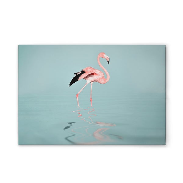 Leinwandbild mit Flamingo im Wasser