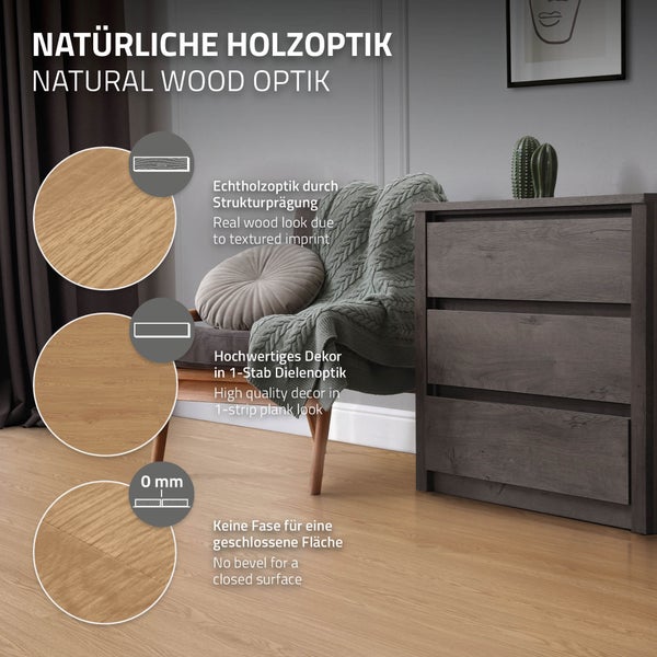 ML-Design Deluxe PVC Bodenbelag, Selbstklebende Vinyl-Dielen, Vinylboden, 91,5 cm x 15,3 cm x 2 mm, Dicke 2 mm, 6,69m²/48 Dielen, Eiche Sundance, Holzoptik, rutschfest, wasserfest, Einfache Verlegung