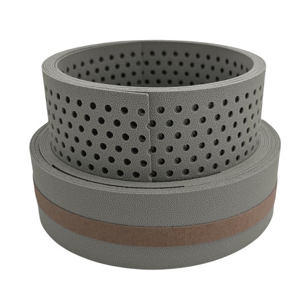 Graues Lochband aus Kunststoff in zwei Rollen