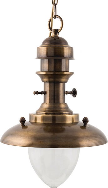 Hängelampe im Vintage-Stil mit Kette und transparentem Glasschirm