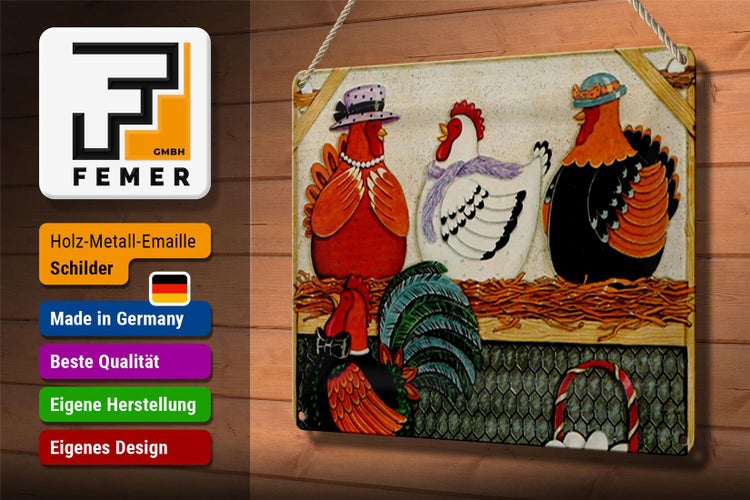 Blechschild Spruch 30x20cm Huhn Hühner Eggs Eier