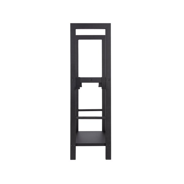 FLOORDIREKT Kaminholzregal Korfu - Schwarz - Modernes Brennholzregal mit 2 Ebenen - für Innen und Außen - 40 x 100 x 30 cm
