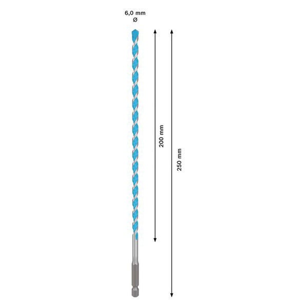 Holzbohrer mit 6 Millimeter Durchmesser und 250 Millimeter Länge