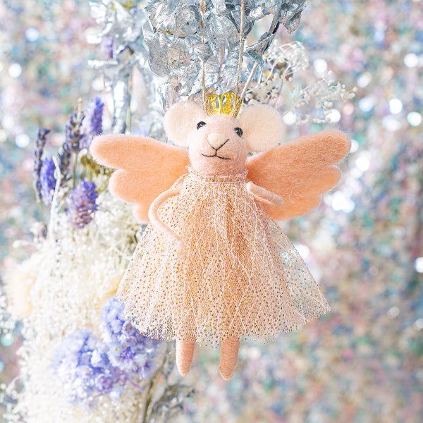 Rosa Maus Prinzessin Filz Weihnachtshänger - Sass & Belle