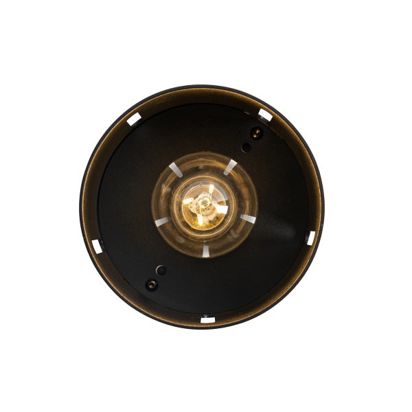 Ansicht einer Lampe von unten mit Glühbirne