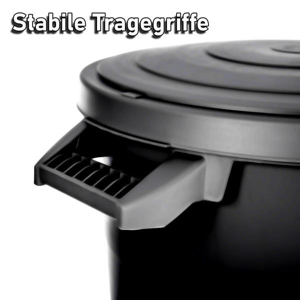 BigDean wetterfeste Universaltonne mit Deckel und 2 stabilen Tragegriffen 80 Liter SCHWARZ - Regentonne Mülleimer - Indoor und Outdoor geeignet - Made in Europe