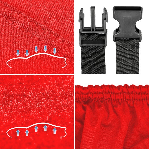 ECD Germany Autoabdeckung Indoor | XL 533x178x119 cm | Stretch Soft Satin | Rot | atmungsaktiv | Staub- und Schmutzabweisend | Abdeckplane Autoplane Autogarage Ganzgarage Schutzdecke Schutzhülle