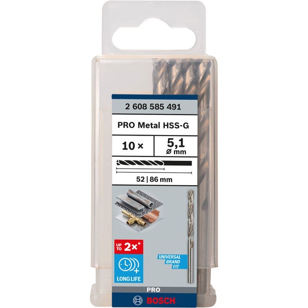 Bosch PRO Metal HSS-G Spiralbohrer 5,1 x 52 x 86 mm - 2608585491