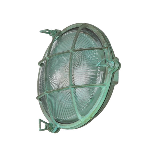 Runde Wandleuchte mit Schutzgitter für den Außenbereich