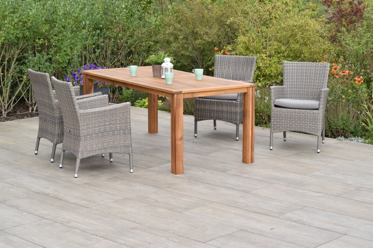 Teneriffa Gartenmöbelset 9tlg., 4 Sessel, 4 Sitzkissen, Tisch 185 x 90 cm