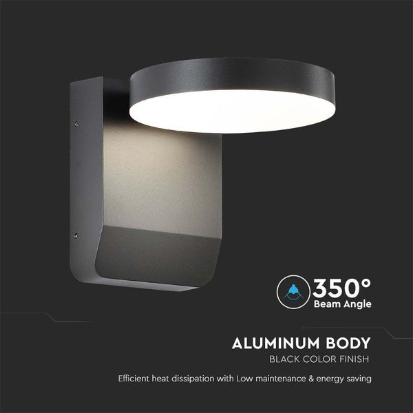Schwarze Aluminium-Wandleuchte mit rundem Lampenschirm