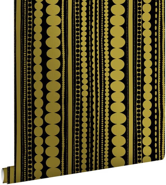 ESTAhome Tapete Perlen Schwarz und Gold - 53 cm x 10.05 m - 128822