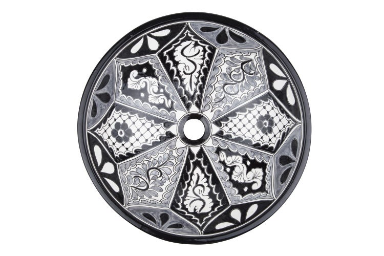 Rundes Aufsatzwaschbecken mit floralem Muster