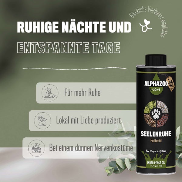 AlphaZoo Care Seelenruhe Futteröl für Hunde und Katzen für ruhige Nächte und entspannte Tage