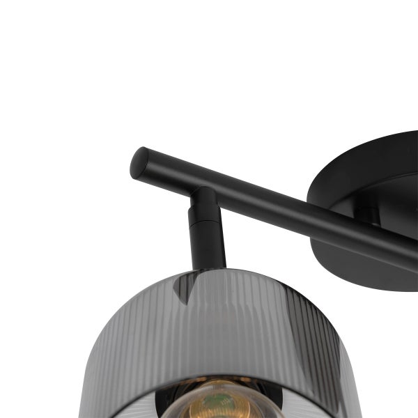 Deckenleuchte mit grauem Glasschirm