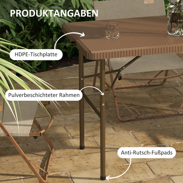 Outsunny Beistelltisch, 122L x 60B x 73H cm, HDPE, braun