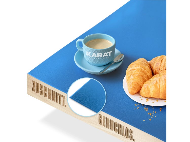FLOORDIREKT Tischfolie Empire - mit abgeschrägter Kante - 1,5 mm Stärke - Blau - 90 x 60 cm