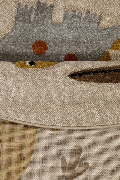 Kinderteppich Sand Beige meliert T-Rex & Friends Smart Kids 160 cm rund