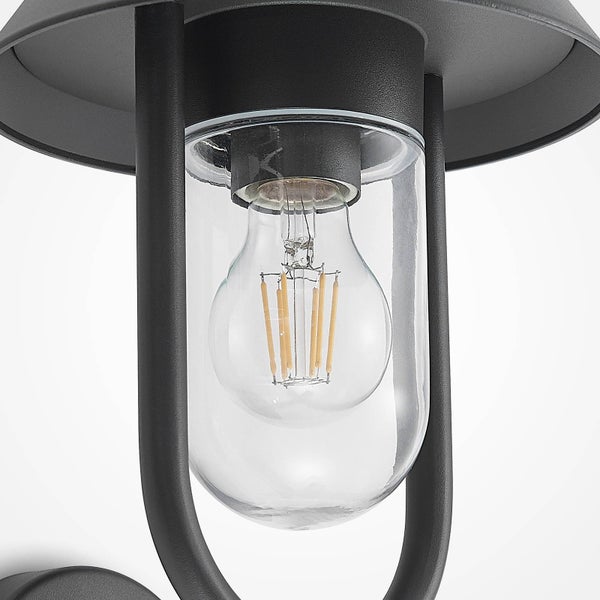 Lucande Wandleuchte außen Olinum (spritzwassergeschützt (Modern) in Schwarz aus Aluminium (1 flammig, E27) - Außenwandleuchten Wandlampe Led Außenlampe Outdoor für Außenwand/Hauswand