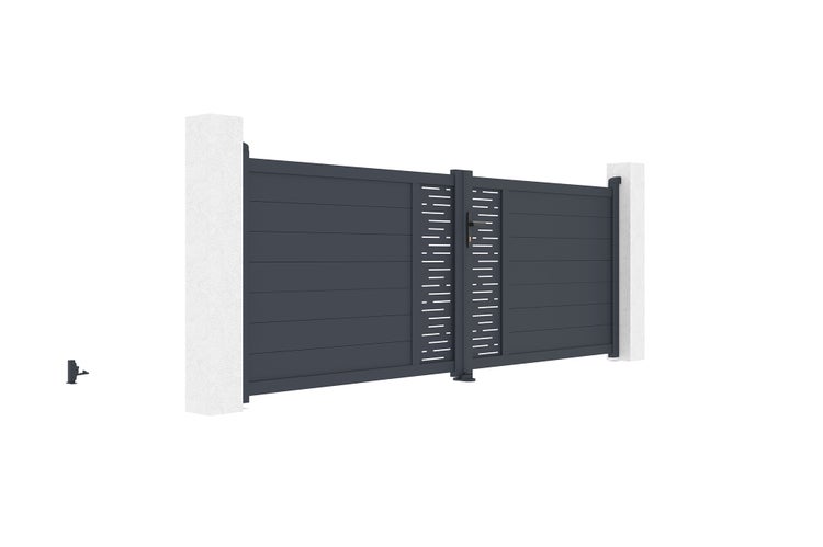 Flügeltor 3,5 m ARLBERG H.120 cm Aluminium + HICKER B200 Motorisierung